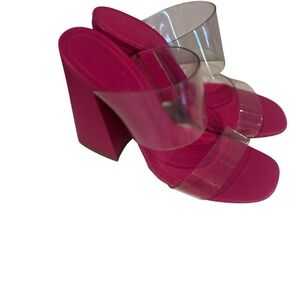 NWT Schutz Pink Clear Strap Block Heels – Size 7.5 barbiecore Y2K
